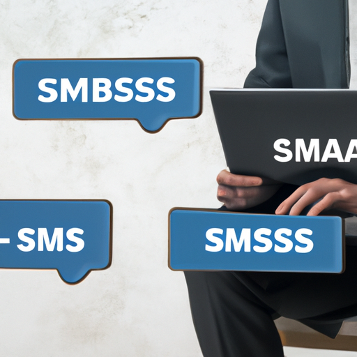 איש עסקים משווה בין ספקי SMS שונים במחשב נייד